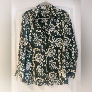 Zara Green and Cream Button Down Shirt